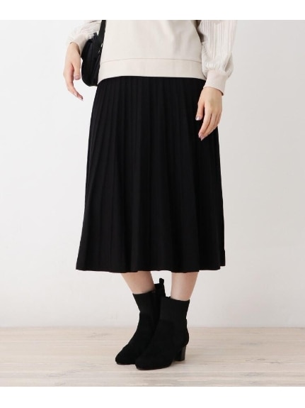 【WEB限定サイズあり】モチモチガーターストライプニットスカート（ひざ丈スカート）grove（グローブ）  01