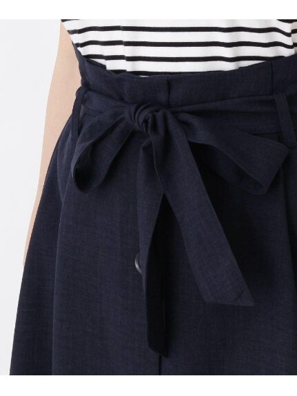 ◆【WEB限定サイズあり】リネンタッチフロントボタンスカート（ひざ丈スカート）grove（グローブ）  04