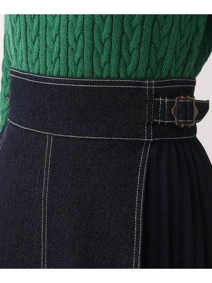 グローブ人気のスカート！デニムサイドプリーツスカート（ひざ丈スカート）grove（グローブ）  10