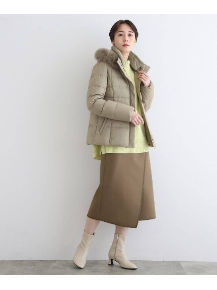◆【褒められスカート/洗える/日本製】ラップデザインスカート（ひざ丈スカート）INDIVI（インディヴィ）  55