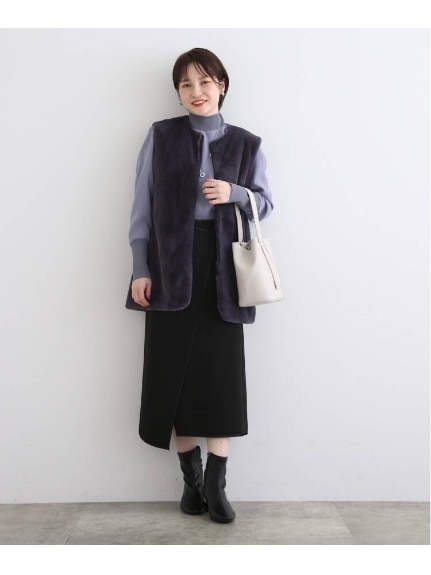 ◆【褒められスカート/洗える/日本製】ラップデザインスカート（ひざ丈スカート）INDIVI（インディヴィ）  56