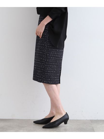 【日本製／SETUP可能】ファンシーツイードスカート（ひざ丈スカート）INDIVI（インディヴィ）  09