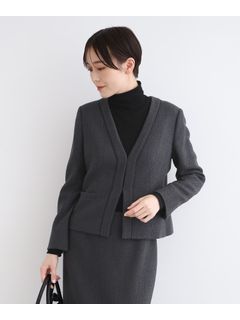 【日本製／定番スーツ】ツィードVネックジャケット