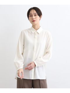 【日本製／洗える/ウール混】シンプルドレスシャツ