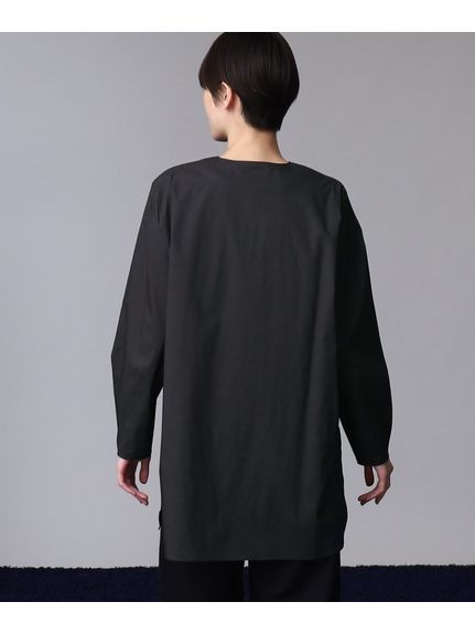 【日本製/コットン100%】デザインスリーブノーカラージップシャツ（シャツ・ブラウス）INDIVI（インディヴィ）  04