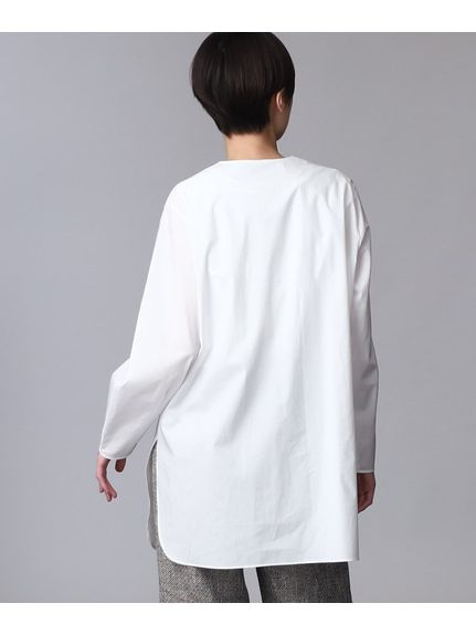 【日本製/コットン100%】デザインスリーブノーカラージップシャツ（シャツ・ブラウス）INDIVI（インディヴィ）  13