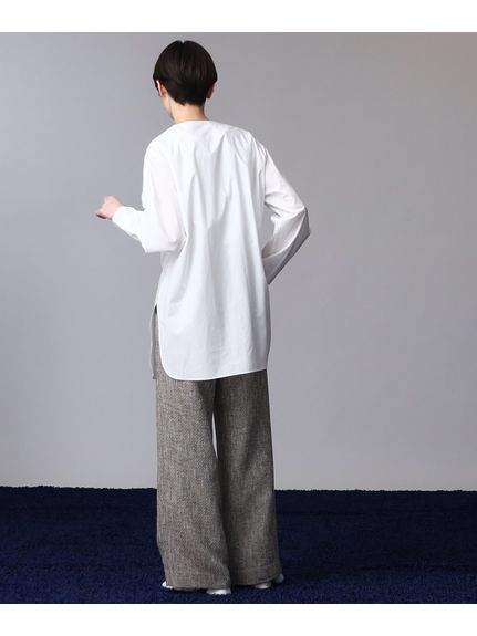 【日本製/コットン100%】デザインスリーブノーカラージップシャツ（シャツ・ブラウス）INDIVI（インディヴィ）  17