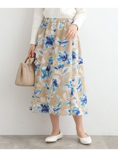 【春の新作！/洗える/日本製】アートタッチフラワースカート