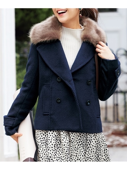 aqua girl / CROLLA フェイクファー 衿付き ウール Pコートジャケット