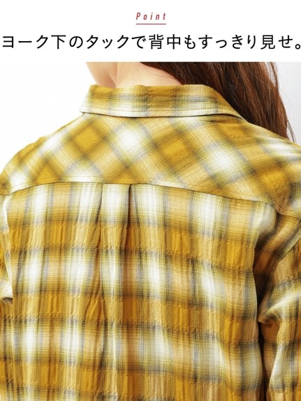 大きいサイズ 柔らか綿混ゆるシルエットヘリンボーンチェックシャツ（シャツ・ブラウス）SMILELAND（スマイルランド (Lー10L)）  10