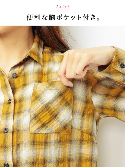 大きいサイズ 柔らか綿混ゆるシルエットヘリンボーンチェックシャツ（シャツ・ブラウス）SMILELAND（スマイルランド (Lー10L)）  11