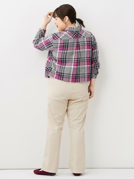 大きいサイズ 柔らか綿混ゆるシルエットヘリンボーンチェックシャツ（シャツ・ブラウス）SMILELAND（スマイルランド (Lー10L)）  34