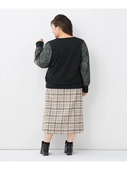 大きいサイズ　フリンジチェックフレアスカート（ひざ丈スカート）SMILELAND（スマイルランド (Lー10L)）  17