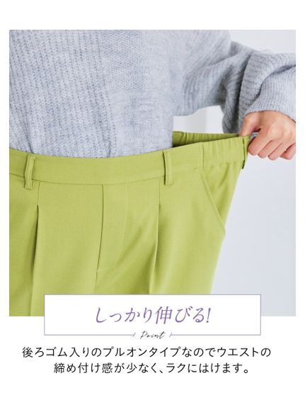 大きいサイズ　裏起毛ストレッチテーパードパンツ（タックパンツ・テーパードパンツ）SMILELAND（スマイルランド (Lー10L)）  08