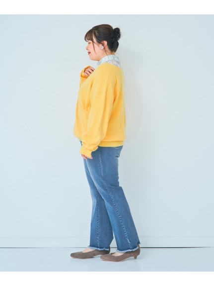 大きいサイズ　よくのびる裾フリンジソフトフレアデニムパンツ（ゆったりヒップ）（ワイドパンツ・ガウチョパンツ）SMILELAND（スマイルランド (Lー10L)）  29