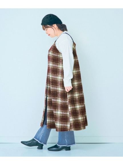 大きいサイズ　よくのびる裾フリンジソフトフレアデニムパンツ（ゆったりヒップ）（ワイドパンツ・ガウチョパンツ）SMILELAND（スマイルランド (Lー10L)）  38