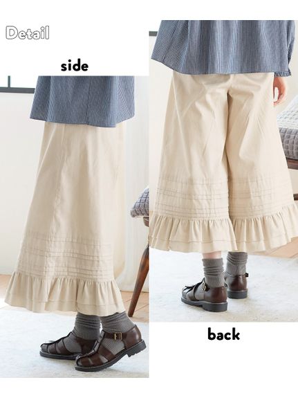大きいサイズ 綿100％スカート見えする裾フリルワイドパンツ（ゆったりヒップ）（ワイドパンツ・ガウチョパンツ）SMILELAND（スマイルランド (Lー10L)）  07