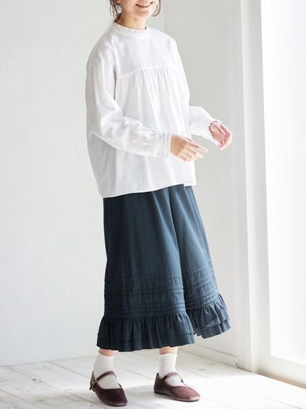 大きいサイズ 綿100％スカート見えする裾フリルワイドパンツ（ゆったりヒップ）（ワイドパンツ・ガウチョパンツ）SMILELAND（スマイルランド (Lー10L)）  11