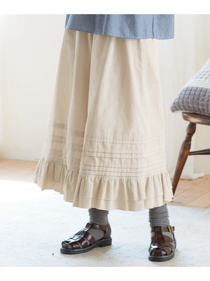 大きいサイズ 綿100％スカート見えする裾フリルワイドパンツ（ゆったりヒップ）（ワイドパンツ・ガウチョパンツ）SMILELAND（スマイルランド (Lー10L)）  15