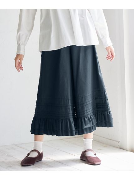 大きいサイズ 綿100％スカート見えする裾フリルワイドパンツ（ゆったりヒップ）（ワイドパンツ・ガウチョパンツ）SMILELAND（スマイルランド (Lー10L)）  16