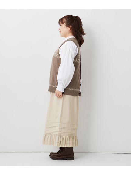 大きいサイズ 綿100％スカート見えする裾フリルワイドパンツ（ゆったりヒップ）（ワイドパンツ・ガウチョパンツ）SMILELAND（スマイルランド (Lー10L)）  18