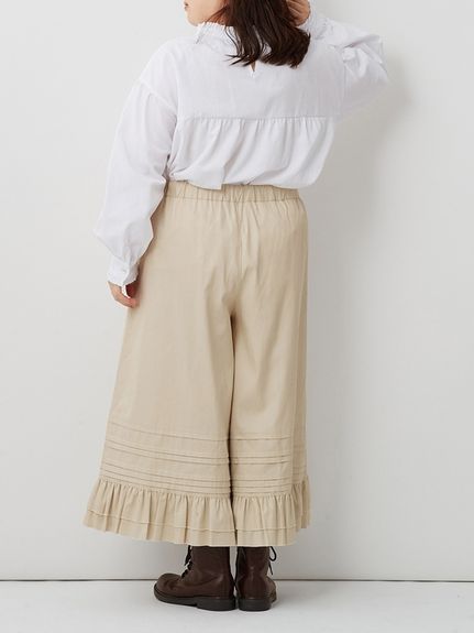 大きいサイズ 綿100％スカート見えする裾フリルワイドパンツ（ゆったりヒップ）（ワイドパンツ・ガウチョパンツ）SMILELAND（スマイルランド (Lー10L)）  22