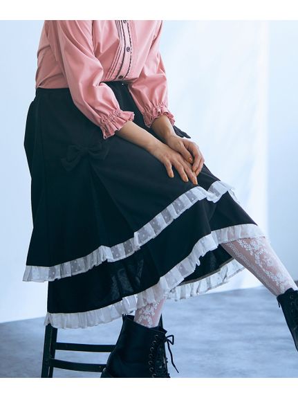 大きいサイズ リボンデコレーションスカート（ひざ丈スカート）SMILELAND（スマイルランド (Lー10L)）  02