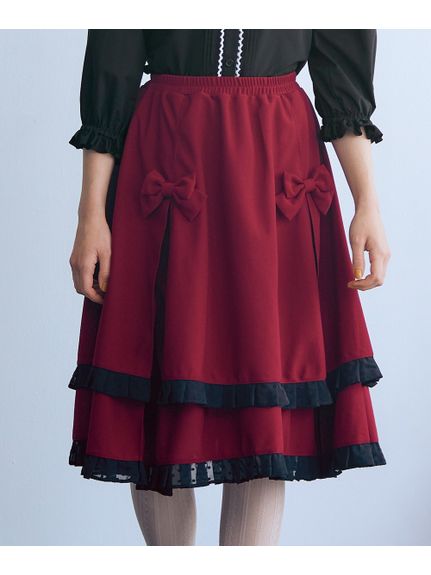 大きいサイズ リボンデコレーションスカート（ひざ丈スカート）SMILELAND（スマイルランド (Lー10L)）  01