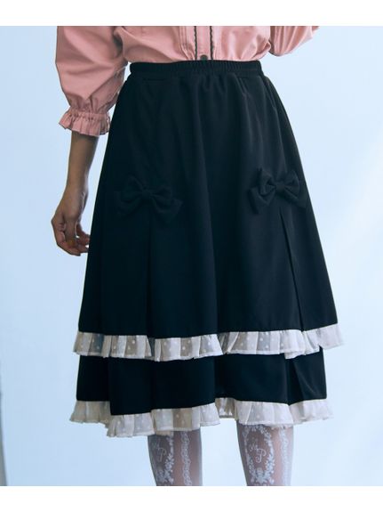 大きいサイズ リボンデコレーションスカート（ひざ丈スカート）SMILELAND（スマイルランド (Lー10L)）  02