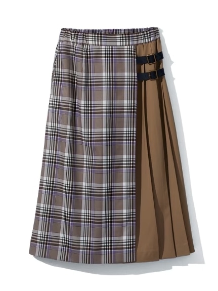 大きいサイズ チェック柄ラップデザインスカート（ゆったりヒップ）（ひざ丈スカート）SMILELAND（スマイルランド (Lー10L)）  04