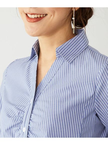 大きいサイズ　形態安定半袖ギャザーシャツ（シャツ・ブラウス）SMILELAND（スマイルランド (Lー10L)） 0 03