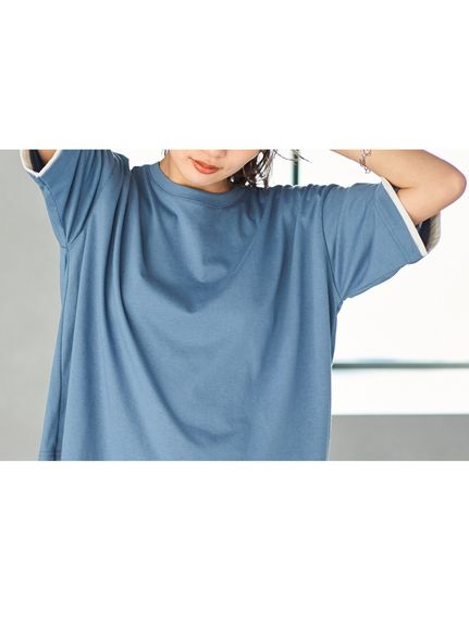 大きいサイズ 綿100％フェイクレイヤードオーバーサイズＴシャツ（Tシャツ）SMILELAND（スマイルランド (Lー10L)）  08