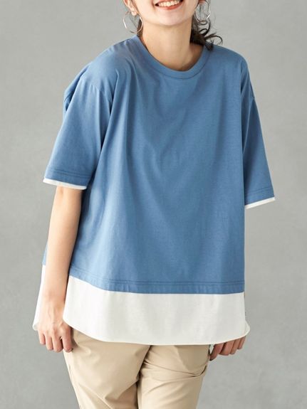 大きいサイズ 綿100％フェイクレイヤードオーバーサイズＴシャツ（Tシャツ）SMILELAND（スマイルランド (Lー10L)）  12