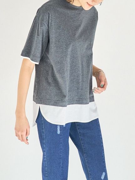 大きいサイズ 綿100％フェイクレイヤードオーバーサイズＴシャツ（Tシャツ）SMILELAND（スマイルランド (Lー10L)）  19