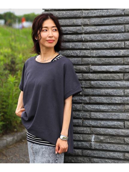 綿100％ 日本製 ネップゆるシルエット袖口ターンバックＴシャツ（RiFUKURU）（Tシャツ）SMILELAND（スマイルランド (Lー10L)）  11
