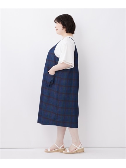 大きいサイズ 夏にぴったり！綿混ひんやりデニムジャンパースカート（接触冷感・抗菌防臭）（ジャンパースカート）SMILELAND（スマイルランド (Lー10L)）  15