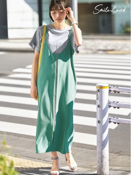 大きいサイズ ファスナーデザインジャンパースカート（ジャンパースカート）SMILELAND（スマイルランド (Lー10L)）  01