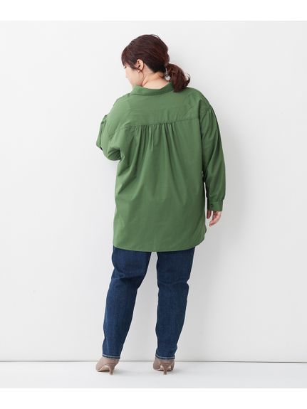大きいサイズ ゆるシルエットスキッパーデザインシャツチュニック（チュニック）SMILELAND（スマイルランド (Lー10L)）  17