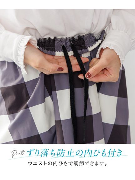大きいサイズ 程よい張り感を楽しむシャカシャカチェックロングスカート（ゆったりヒップ）（ロング丈・マキシ丈スカート）SMILELAND（スマイルランド (Lー10L)）  06