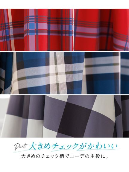 大きいサイズ 程よい張り感を楽しむシャカシャカチェックロングスカート（ゆったりヒップ）（ロング丈・マキシ丈スカート）SMILELAND（スマイルランド (Lー10L)）  11