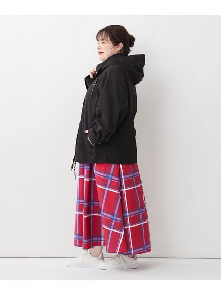 大きいサイズ 程よい張り感を楽しむシャカシャカチェックロングスカート（ゆったりヒップ）（ロング丈・マキシ丈スカート）SMILELAND（スマイルランド (Lー10L)）  20