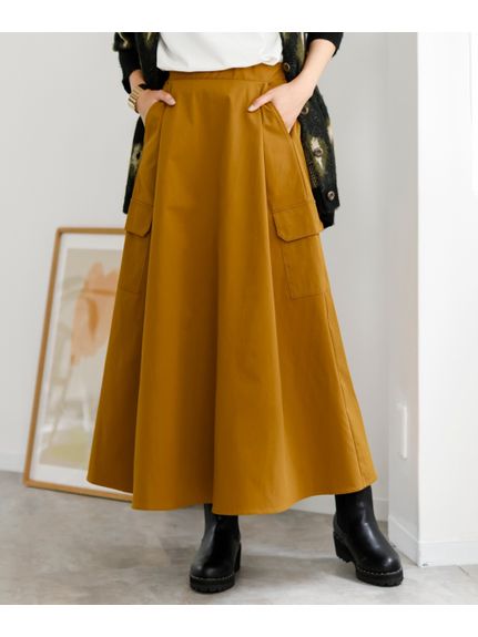 大きいサイズ ポケットデザインロングスカート（ゆったりヒップ）（ロング丈・マキシ丈スカート）SMILELAND（スマイルランド (Lー10L)）  01