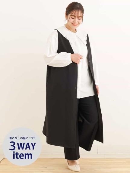 【大きいサイズ】3WAYジャンバースカート（ジャンパースカート）エウルキューブ(eur3)（エウルキューブ (Lー6L)）  01