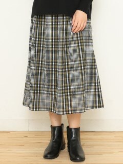 23年春新作【大きいサイズ】シアーチェック柄スカート