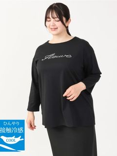 24年秋新作【大きいサイズ/接触冷感】コットンロゴTシャツ