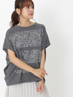 ラメ英字プリントTシャツ / 大きいサイズ レディス ラクープ アルディラ