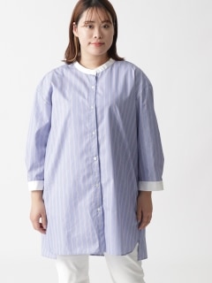 綿ポリストライプシャツ/大きいサイズ ラクープ アルディラ