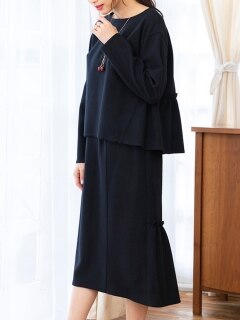 【21冬新作】【セットアップ】バックペプラムスカート 大きいサイズ ローズティアラ