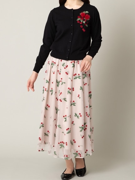チェリー刺繍チュールフレアスカート／大きいサイズ ローズティアラ（ひざ丈スカート）ローズティアラ(Rose Tiara)（ローズティアラ (Lー4L)）  09