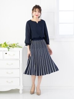 【22夏新作】ニットプリーツ風スカート/ 大きいサイズ ローズティアラ